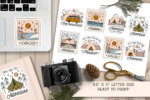 Printable mountain sticker sheets, 300 DPI EPS files for camping crafts