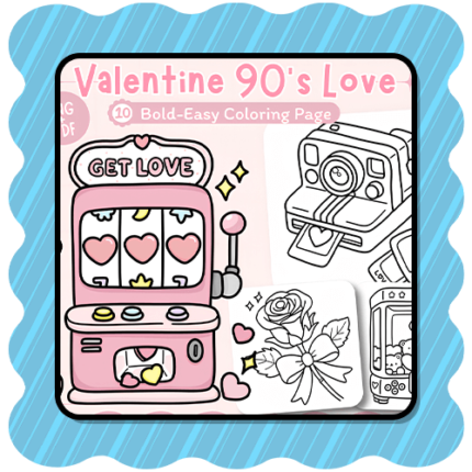 90’s Valentine Coloring Pages – Retro Love Themes with Bold Lines | Bobbie Goods