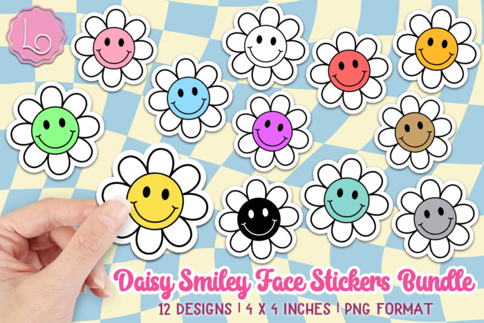 Sunshine-themed stickers for gifts, transparent background smiley faces, 300 DPI digital download