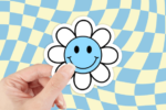 Printable cheerful daisy stickers, 4x4 inch high-res files, Cricut-compatible PNGs