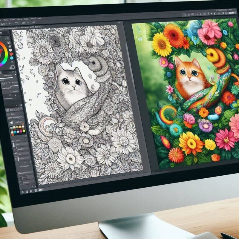 photo editing, coloring book design, image cleanup, DIY coloring page