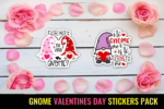 Adorable gnome PNGs with hearts, transparent background for scrapbooking and invitations