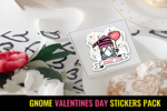 Printable gnome love stickers, 300 DPI PDF/JPG files, commercial use Valentine’s decor