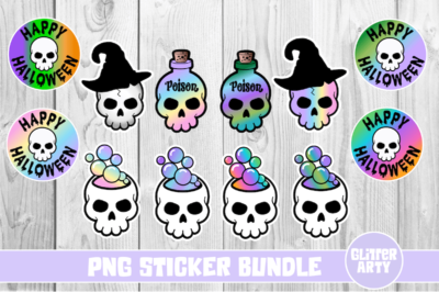 Printable vintage skull PNGs, high-res digital stickers for scrapbooks and DIY decor