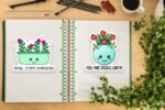 Growth mindset sticker pack, green plant designs for bullet journals and gift cards