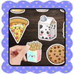 Kawaii food stickers bundle, 12 PNG cute snacks with white borders, printable digital stickers for crafts