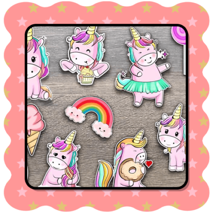 Kawaii unicorn stickers bundle, SVG/EPS files for Cricut, rainbow magical designs for digital planners