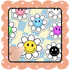 Daisy smiley face stickers bundle, 12 happy PNG designs for planners and crafts