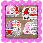 Gnome Valentine stickers PNG, 11 cute designs for crafts, cards, and Cricut projects