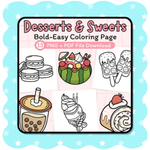 Desserts & Sweets Coloring Pages – 13 Delicious Treat Designs for Relaxation | Bobbie Goods