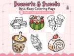 Bold & Easy Dessert Coloring Pages – PNG + PDF High-Resolution Files